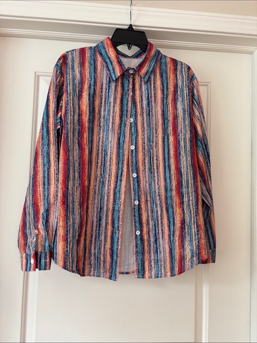 Women's Multicolor Stripe Button-Up Blouse